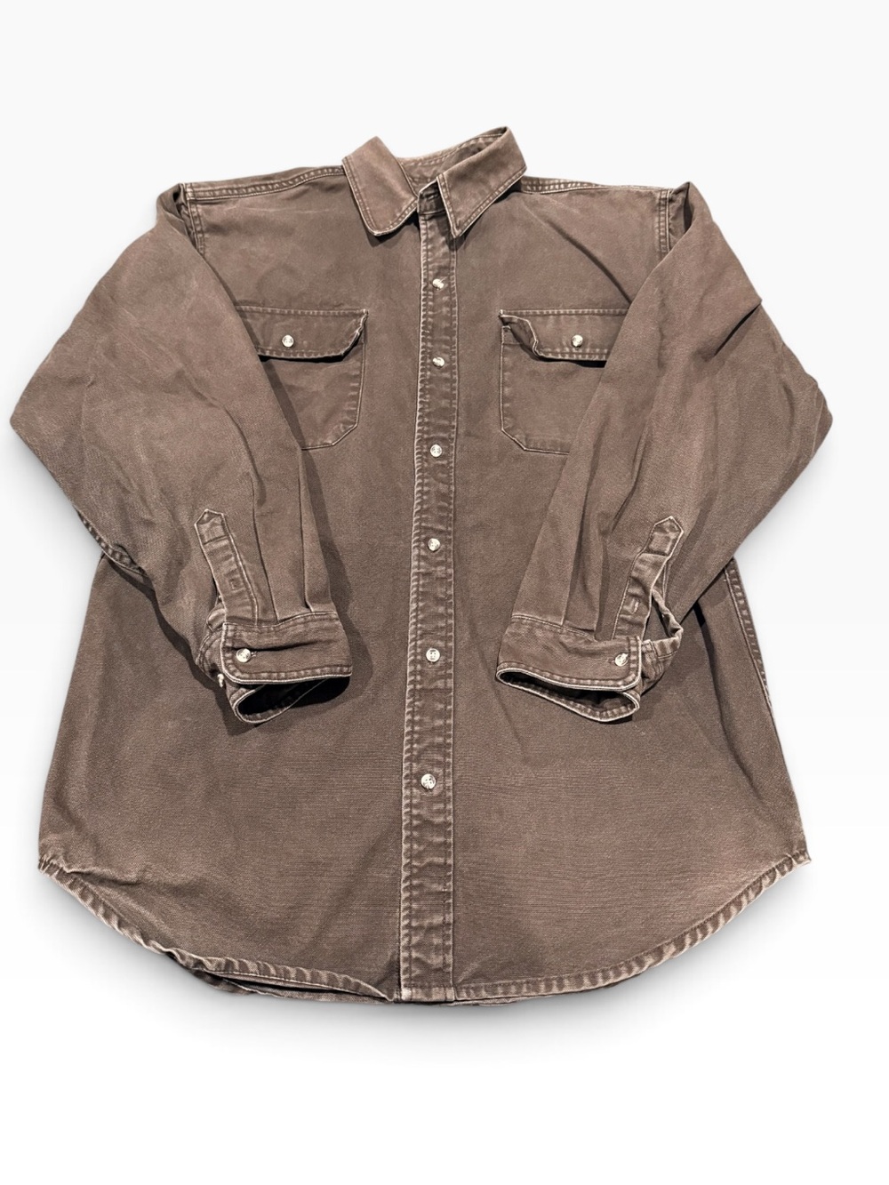 FORGE WORK WEAR Brown Canvas Long-Sleeve Button-Down Work Shirt Men SZ M